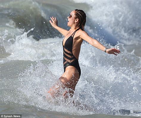 Myleene Klass Showcases Her Curves In Semi Sheer Swimsuit On Cape Town Beach Daily Mail Online