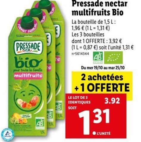 Promo Pressade Nectar Multifruits Bio Chez Lidl