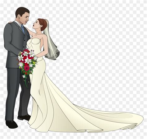 Wedding Couple Illustration And Clip Art With Scroll Ornamentation