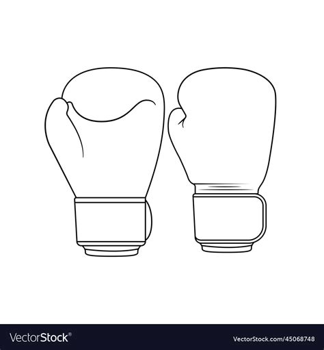 Boxing gloves outline icon on isolated white Vector Image