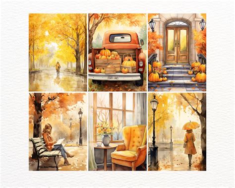 Autumn Scenes Watercolor Autumn Clipart Watercolor Clipart - Etsy