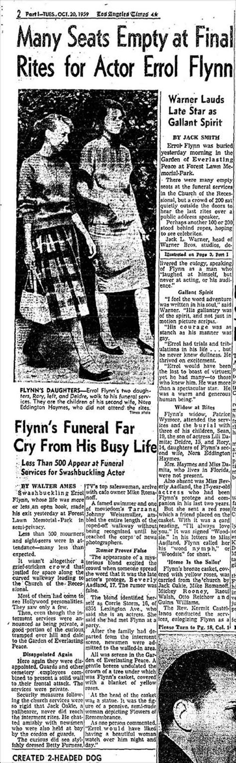 Article Pertaining To Errol Flynn's Funeral - Celebrities who died ...