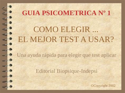 PPT COMO ELEGIR EL MEJOR TEST A USAR Una ayuda rápida para elegir