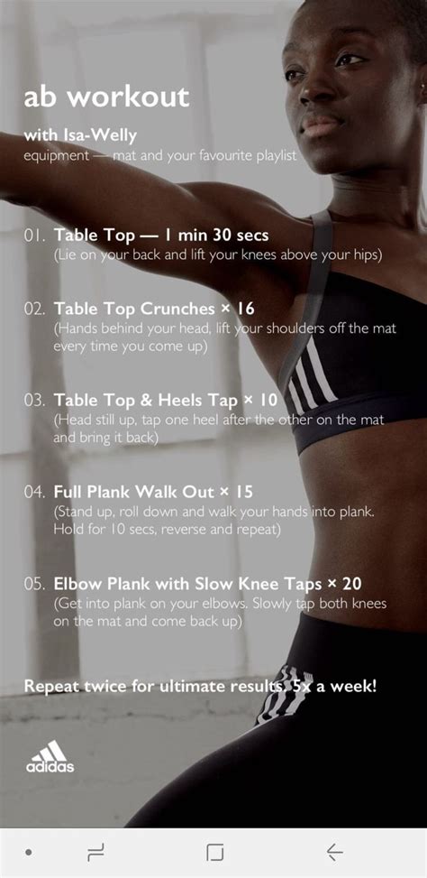 Abs workout by Adidas Women | Abs workout, Workout, Ab work