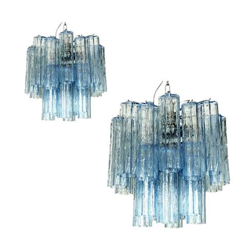 Lampadari Tronchi In Vetro Di Murano Azzurro Di Simoeng Set Di In