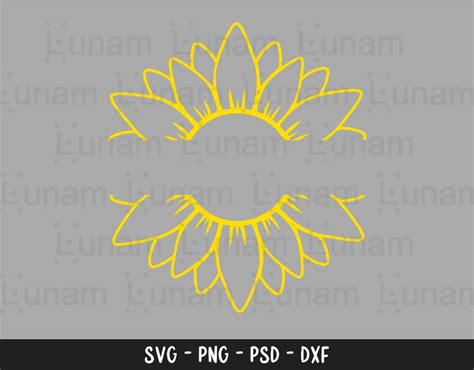 Sunflower SVG, Sunflower Monogram SVG, Flower Svg, Monogram Svg, Half ...