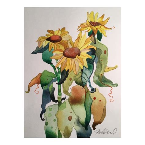 Fall Sunflowers Botanical Painting | Chairish