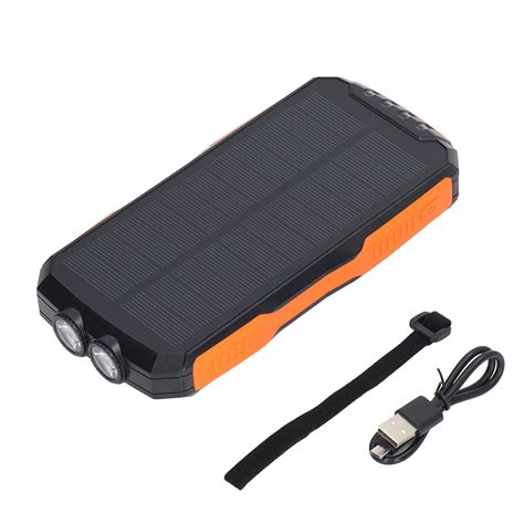 Solar Power Bank Orange 25000mAh Bright Flashlight 1.7W Solar Panel ...