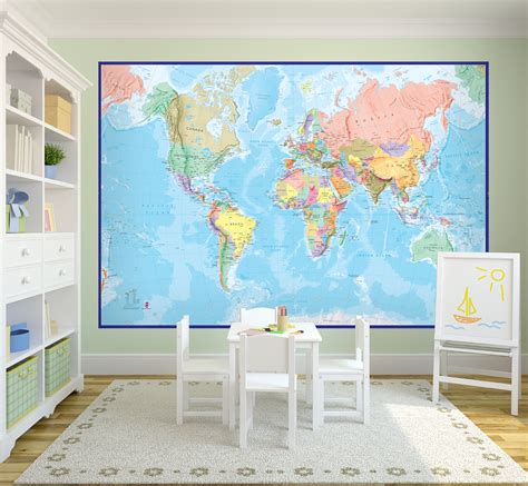 World Map Murals Wallpaper Wallpapersafari Images