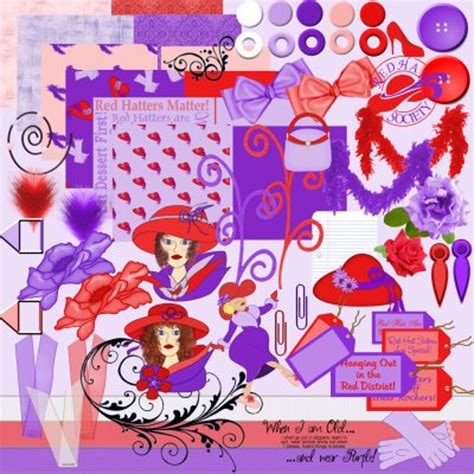 Red Hat Society Digital Scrapbook Kit - Etsy