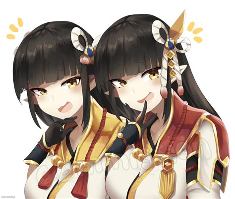 Safebooru 2girls Black Hair Blush Breasts Gloves Hinoa Japanese