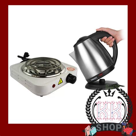 KK B Hot Plate Electric Cooking Stove Single White With Scarlett Wireless Electric Kettle