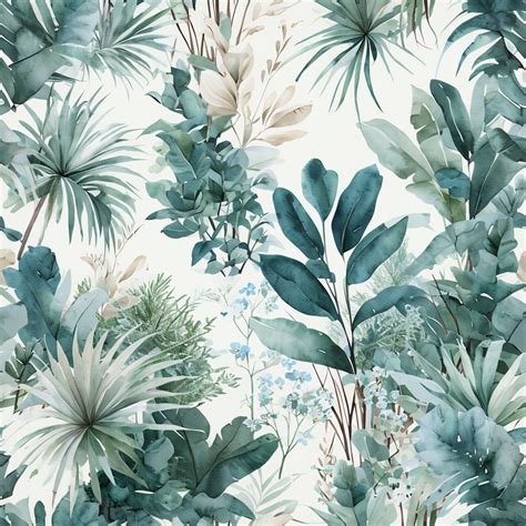 Lush Tropical Botanical Watercolor Seamless Pattern Art Playground