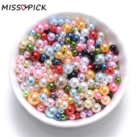 Pcs Round Acrylic Imitation Pearl Beads With No Hole Mix Size