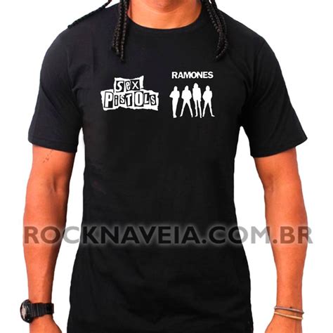 Camiseta Masculina Sex Pistols Ramones ESTAMPARIA ROCK NA VEIA