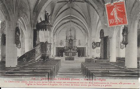 Quarré les Tombes Intérieur de l église Carte postale ancienne et