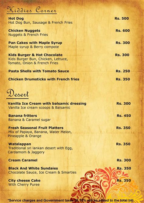 Flamingo Restaurant Ceylon City Hotel Menu Zomato Sri Lanka