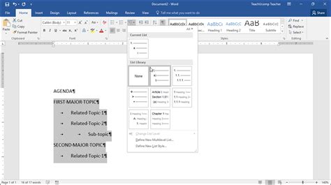 Apply A Multilevel List In Word Instructions Artofit