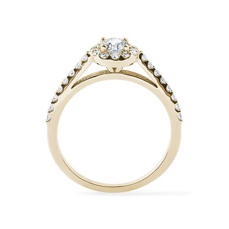 Halo Diamond Ring in Yellow Gold | KLENOTA