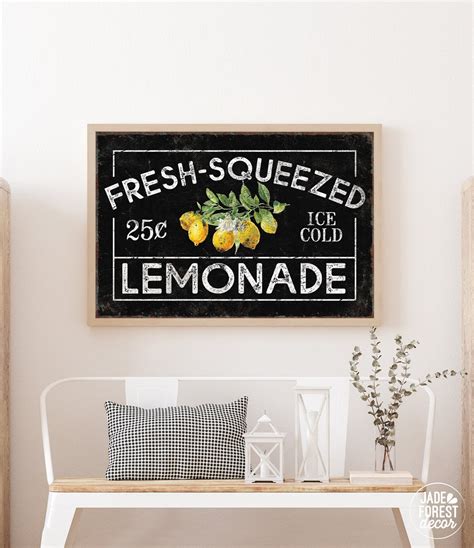 Fresh Squeezed Lemonade Sign Rustic Farmers Market Decor Cute