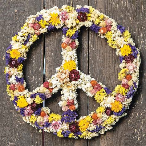 Peace Sign Floral Wreath Wreaths Olive And Cocoa Llc