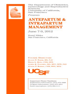 Ucsf Antepartum And Intrapartum Management Fill Online