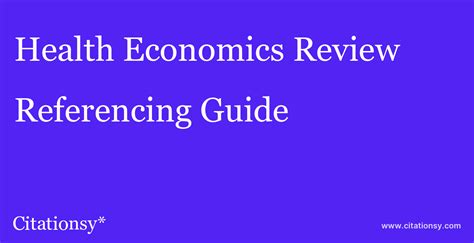 Health Economics Review Referencing Guide · Health Economics Review ...