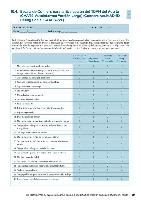 Escala Tdah Para Imprimir BRAINCP