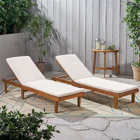 Noble House Nadine Teak Brown Piece Wood Outdoor Patio Chaise Lounge