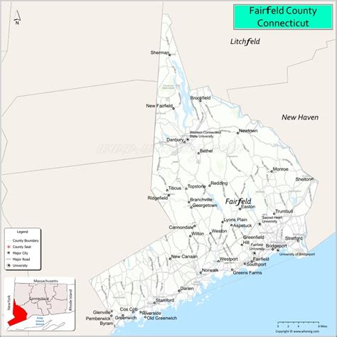 Map Of Fairfield County Connecticut Showing Cities Highways