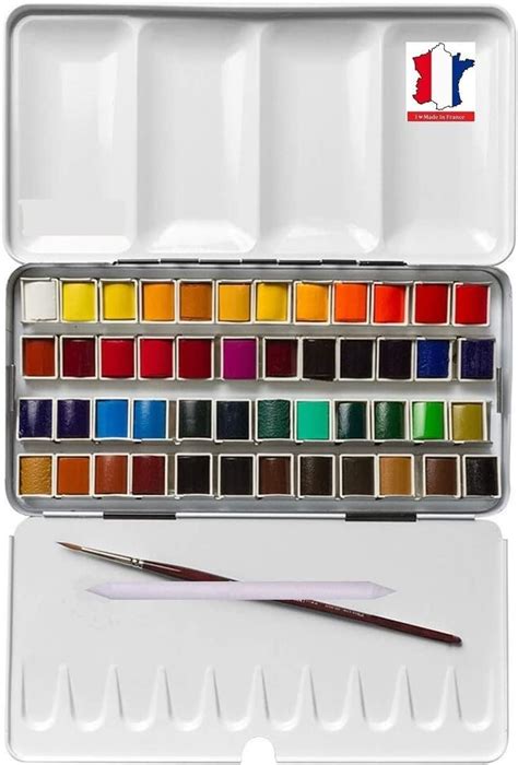 Sennelier Boîte de Peinture Aquarelle Extra Fines 48 demi godets Boîte