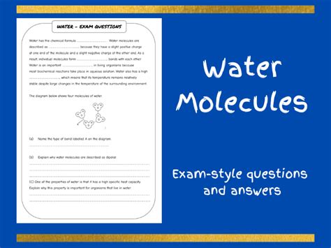 Water As A Biological Molecule Worksheet A Level Content Worksheets Library