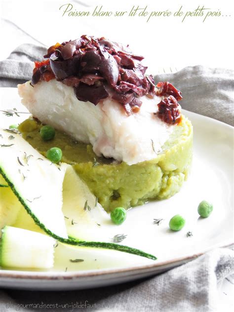 Poisson blanc en papillote sur lit de purée de petit pois et céleri