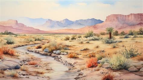 Premium AI Image | Watercolor Desert Landscape