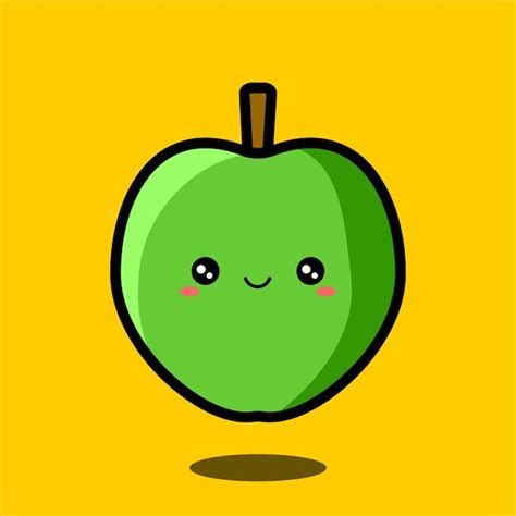 Image De Dessin Anim Mignon Kawaii D Une Pomme Verte Avec Un Sourire