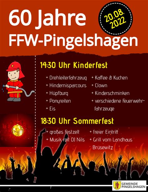 60 jähriges Jubiläum unserer Freiwilligen Feuerwehr Gemeinde Pingelshagen