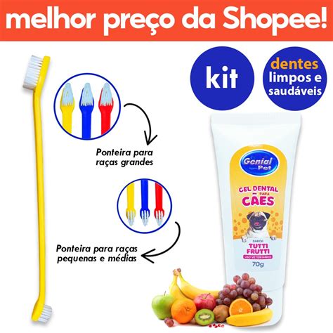 Kit Higiene Bucal Para Cachorros E Gatos Gel Dental Tutti Frutti G E