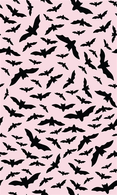 Halloween Black Bats on Pastel Pink | Desktop background pattern ...