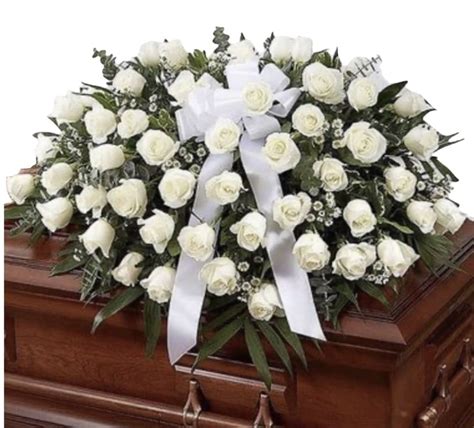 White Roses Casket Spray - Carol Flowers and Balloons White Roses ...