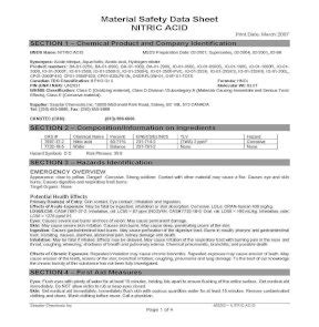 Nitric Acid Material Safety Data Sheet