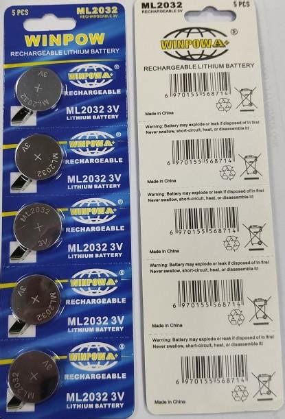 China V Rechargeable Lithium Ion Button Cell Battery Lir