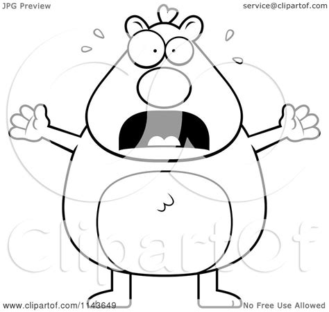 Cartoon Clipart Of A Black And White Scared Hamster - Vector Outlined ...