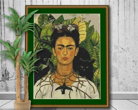 Self Portrait Frida Kahlo Counted Cross Stitch PDF Digital Etsy