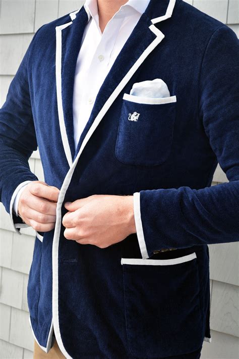 Terry Cloth Toweling Blazer By Bask Men S Navy Blue — Bask Poolside Supply Co