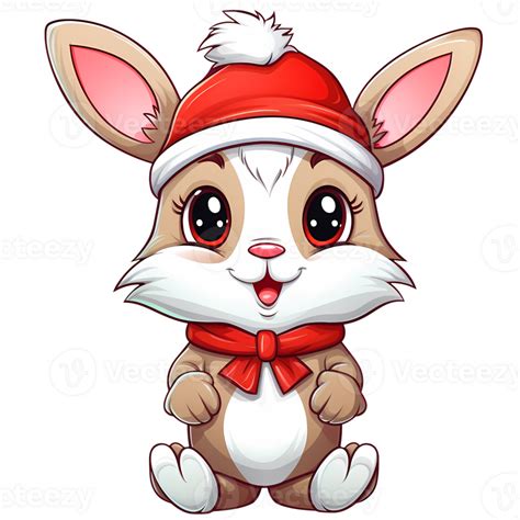 Cute Rabbit Christmas Clipart Illustration Ai Generative Png