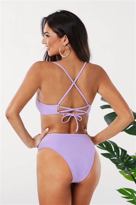 Lila Bikini Set mit High Waist und Schnürung Cupshe Deutschland