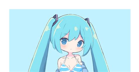 初音ミク 水着ミク 笹ノ葉のイラスト Pixiv