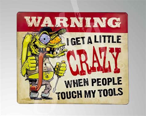 Warning Tools Toolbox Crazy Vintage Style Vinyl Decal Sticker Hot Rod Rat Rod Motorcycle Fink