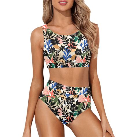 Tropical Color Asf C Crop Top Bikini Set Model S Id D