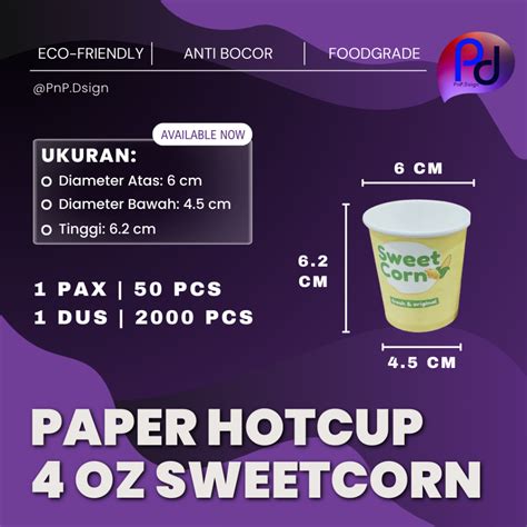 Jual Paper Hot Cup Gelas Kertas Oz Ml Sweetcorn Isi Pcs Shopee Indonesia